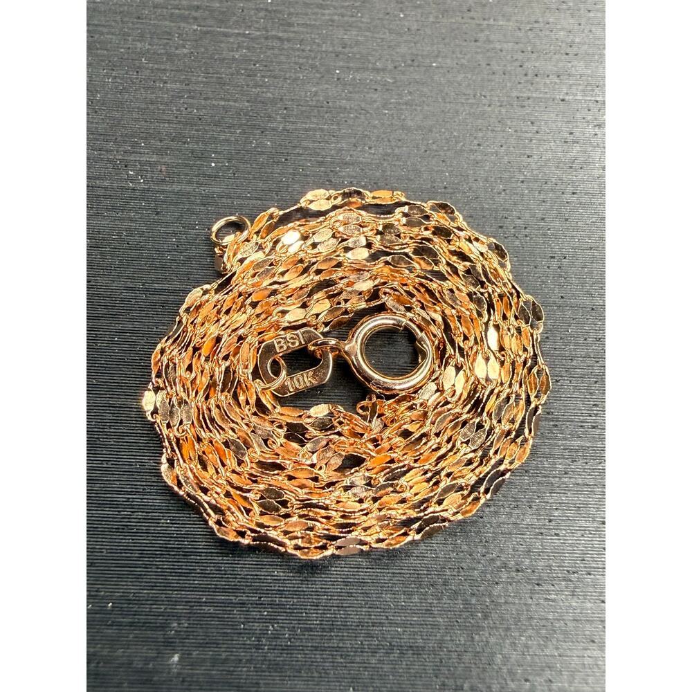 Solid Italian 10k Rose Gold Mirror Link Chain Necklace 20” Long 1.6mm Wide
